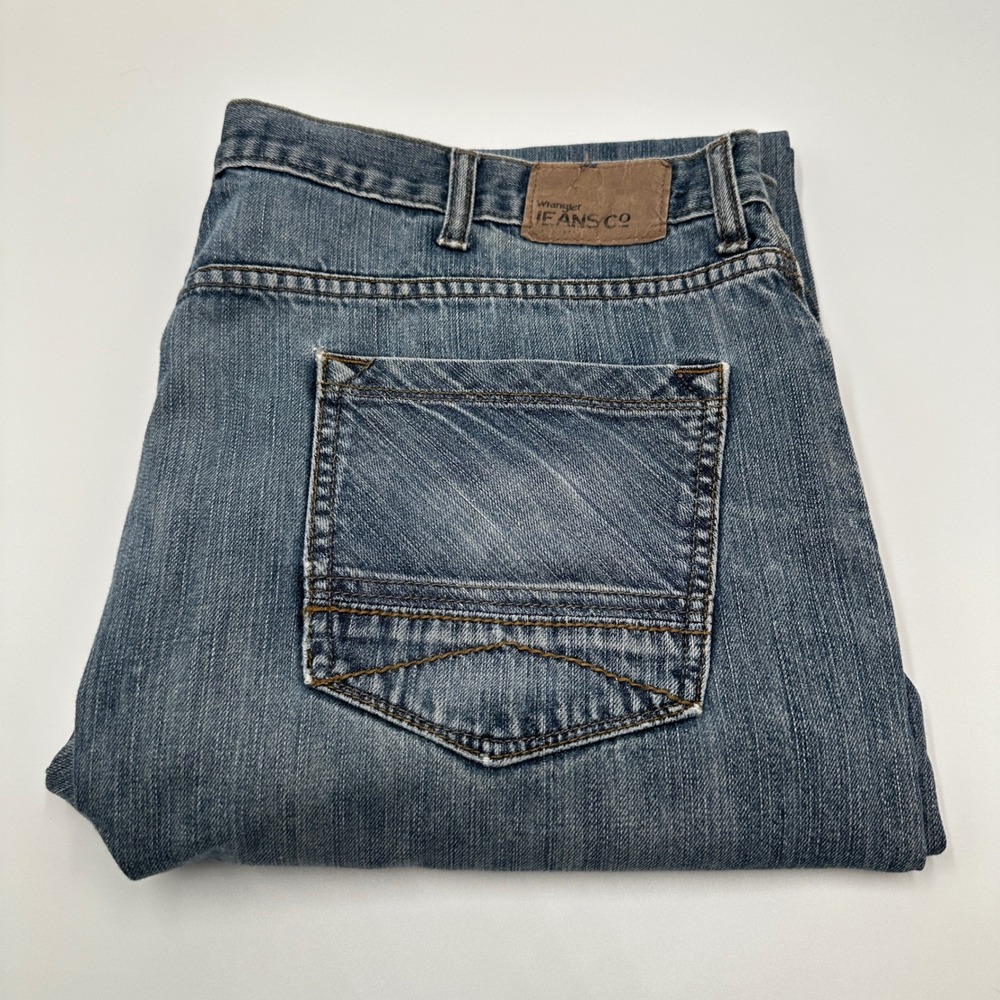 Wrangler Slim Straight Jeans Mens 40x30 Blue Excellent Cotton Denim Casual Work